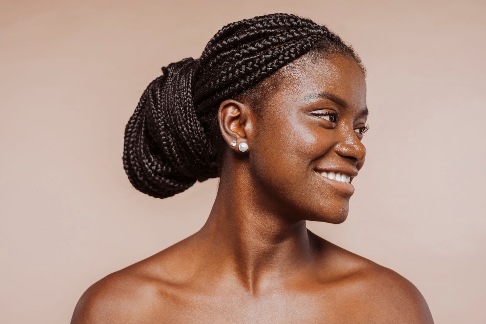 Beauty portrait of black girl with braids